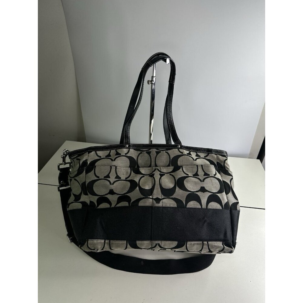 DAMAGED/ WORN COACH XL Tote / Diaper Bag /Signature C'S/ F13803/ Black
